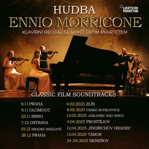 Hudba ENNIO MORRICONE Klavírní recitál se smyčcovým kvartetem